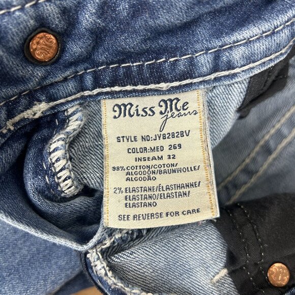 Miss Me Signature Boot Jeans Womens 27 Blue Five Pocket Zip Fly Button Closure - Picture 8 of 10